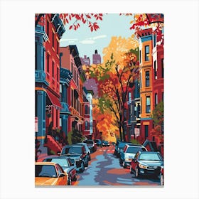 Greenwich Village New York Colourful Silkscreen Illustration 2 Canvas Print