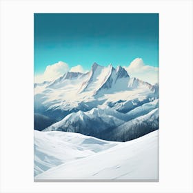 Courchevel   France, Ski Resort Illustration 2 Simple Style Canvas Print
