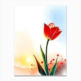 Red Tulip Flower Vector Canvas Print