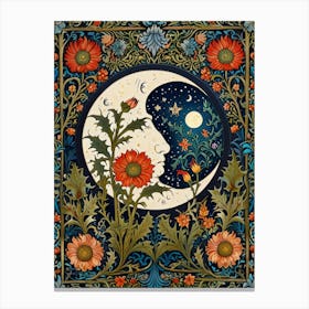 Moon And Flower Style William Morris 1 Canvas Print