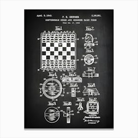 Chess Game Chess Checker Art Chess Game Checker Game Art Game Blueprint Game Decor Chess And Checkers Patent Print Eg8611 Canvas Print