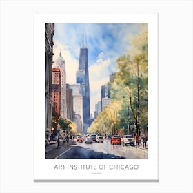 Art Institute Of Chicago Chicago Watercolour Travel Poster Canvas Print