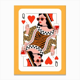 Queen Of Hearts Gold Leopard - Red Wine and Cigarettes - Canvas Print