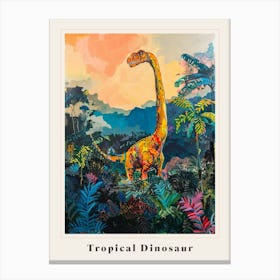 Dinosaur In A Tropical Landscape Painting 1 Poster Canvas Print