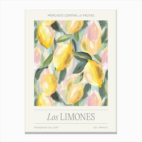 Mediterranean Lemon Fruit Market, Impressionist Lemons Canvas Print