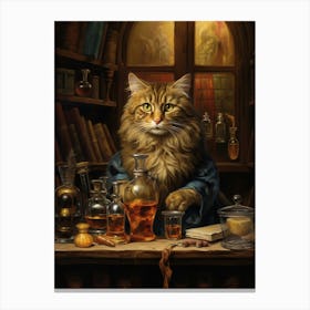 Alchemist Cat With Potions 3 Canvas Print
