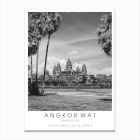 Angkor Wat Cambodia Black And White Canvas Print