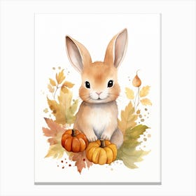 A Rabbit Watercolour In Autumn Colours 2 Canvas Print