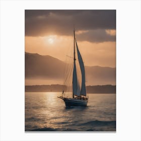 Sailboat At Sunset 1 Canvas Print