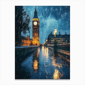 Fantasy Rainy Night In London Canvas Print