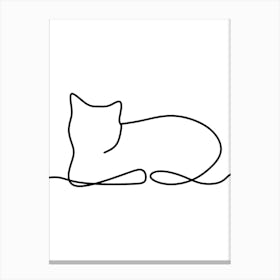 Cat Laying Down Monoline Drawing Line Art 1 Stampe su tela