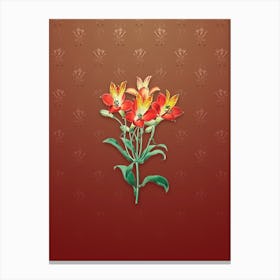 Vintage Red Speckled Alstromeria Botanical on Falu Red Pattern n.0383 Canvas Print
