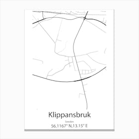 Klippansbruk,Sweden Minimalist Map Canvas Print