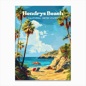 Hendrys Beach California Summer Travel Art Illustration Canvas Print