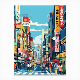 Dotonbori Osaka 1 Colourful Illustration Canvas Print