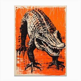 Alligator, Woodblock Animal Drawing 1 Canvas Print