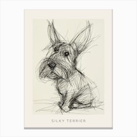 Skye Terrier Dog Line Sketch 1 Poster Canvas Print