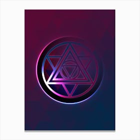 Geometric Neon Glyph on Jewel Tone Triangle Pattern 064 Canvas Print