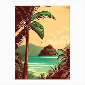 Cocos Island Costa Rica Vintage Sketch Tropical Destination Canvas Print
