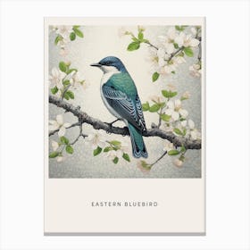 Ohara Koson Inspired Bird Painting Eastern Bluebird 4 Poster Canvas Print