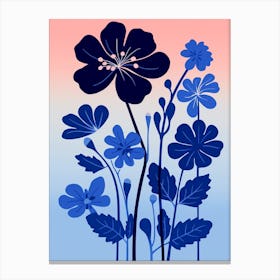 Blue Flower Illustration Geranium 4 Canvas Print