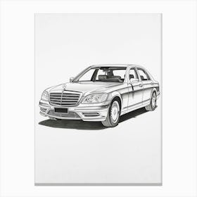 Mercedes Benz S Class Line Drawing 11 Canvas Print