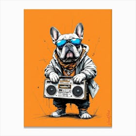 English Bulldog With A Retro Boombox Pt. 2 Canvas Print