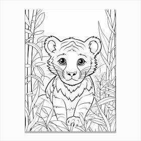 Line Art Jungle Animal Sumatran Tiger 1 Canvas Print