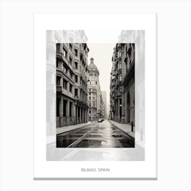 Poster Of Bilbao, Spain, Black And White Old Photo 1 Canvas Print