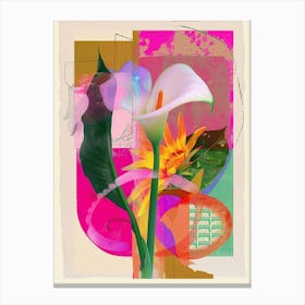 Calla Lily 2 Neon Flower Collage Canvas Print