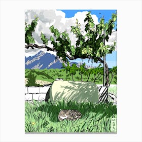 Cat In The Vineyard Canvas Print