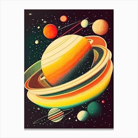 Asteroid Belt Vintage Sketch Space Canvas Print