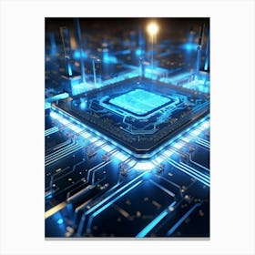 Ai Integrated Futuristic Electronic Circuit Glowing Etched Circuits Intertwining Wires Metallic S (6) Canvas Print