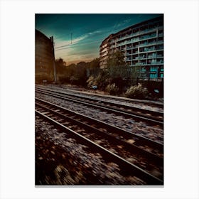 Train Tracks At Sunset Canvas Print