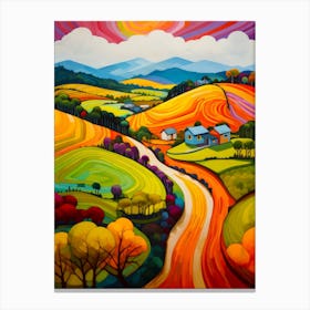 Bright Colors Folk Art Inspired Canvas Print