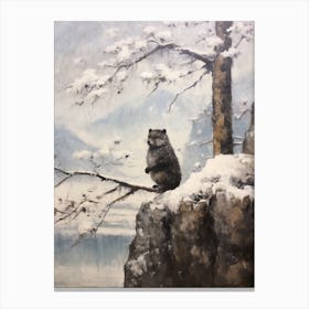Vintage Winter Animal Painting Marten Canvas Print