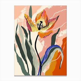 Colourful Flower Illustration Tulip 1 Canvas Print
