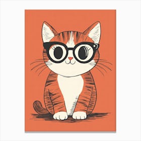 Cute Cat With Glasses Canvas Print