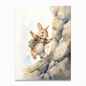 Bunny Rock Climbing Rabbit Prints Watercolour 2 Canvas Print