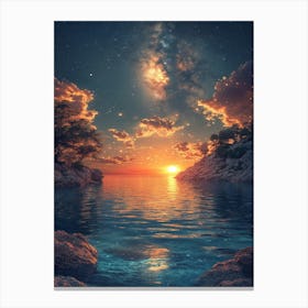 Sunset Over The Water Canvas Print