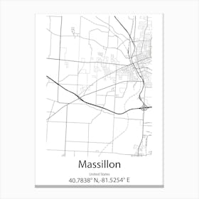 Massillon,United States Minimalist Map Canvas Print