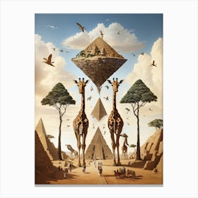 Pyramids And Giraffes Canvas Print