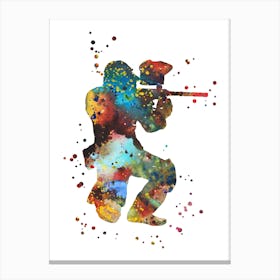 Paintball Player Watercolor 2 Canvas Print