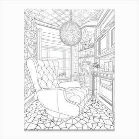 Drawing Of A Living Room Canvas Print