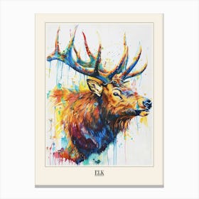 Elk Colourful Watercolour 2 Poster Canvas Print