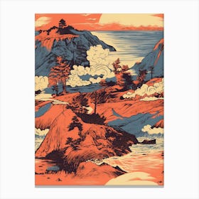 Big Sur, California, Inspired Travel Pattern 3 Canvas Print