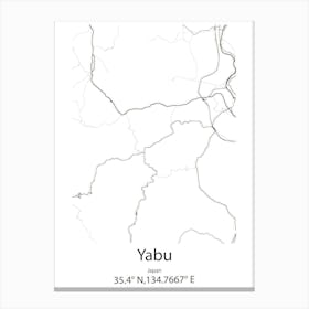 Yabu,Japan Minimalist Map Canvas Print