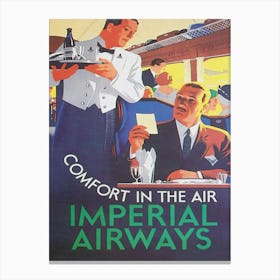 Imperial Airways, Dining Service, Vintage Travel Poster Canvas Print