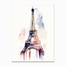 Eiffel Tower Symbol Minimal Watercolour Canvas Print