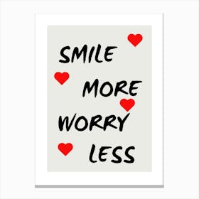 Smile More Worry Less Canvas Print